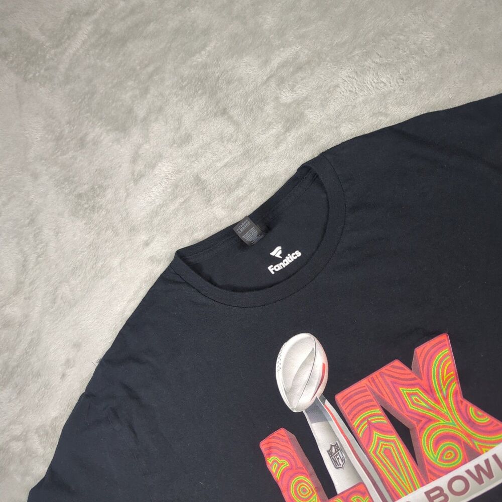 Fanatics NFL Super Bowl LIX New Orleans T-Shirt Mens 2XL Black Lombardi Trophy